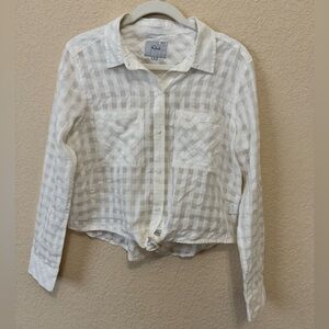 COPY - Rails Sheer White Gingham Button Down Tie Shirt , Size M